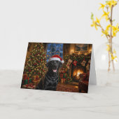 Schwarzer Labrador Retriever Urlaub  Karte (Gelbe Blume)