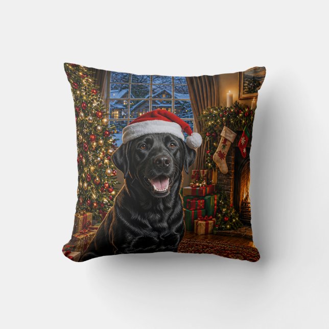 Schwarzer Labrador Retriever Urlaub  Kissen (Vorderseite)
