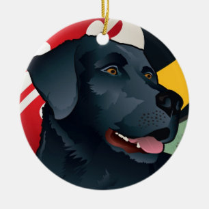 Schwarzer Labrador-Retriever von Maryland Keramik Ornament