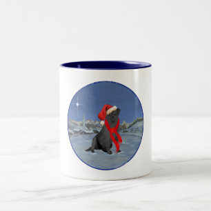 Schwarzer Labrador Retriever Weihnachten Zweifarbige Tasse