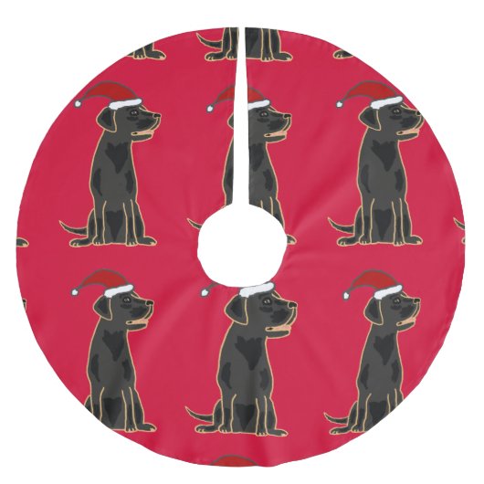 Schwarzer Labrador retriever-Weihnachtsbaum-Rock Polyester Weihnachtsbaumdecke (Vorderseite)