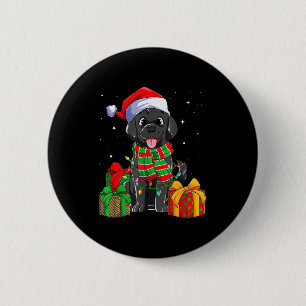 Schwarzer Labrador Retriever Weihnachtslichter Xma Button
