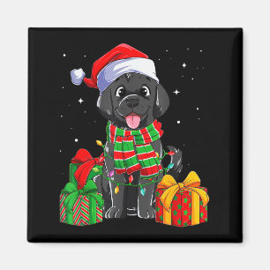 Schwarzer Labrador Retriever Weihnachtslichter Xma Magnet