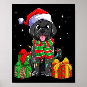 Schwarzer Labrador Retriever Weihnachtslichter Xma Poster