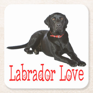 Schwarzer Labrador Retriever Welpe Hund Rote Liebe Rechteckiger Pappuntersetzer
