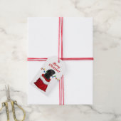 Schwarzer Labrador Retriever Welpe in Santa Bag Geschenkanhänger (Mit Garn)