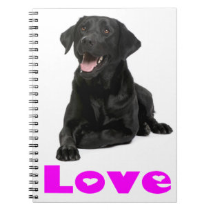 Schwarzer Labrador Retriever Welpe, Lila Liebe Notizblock