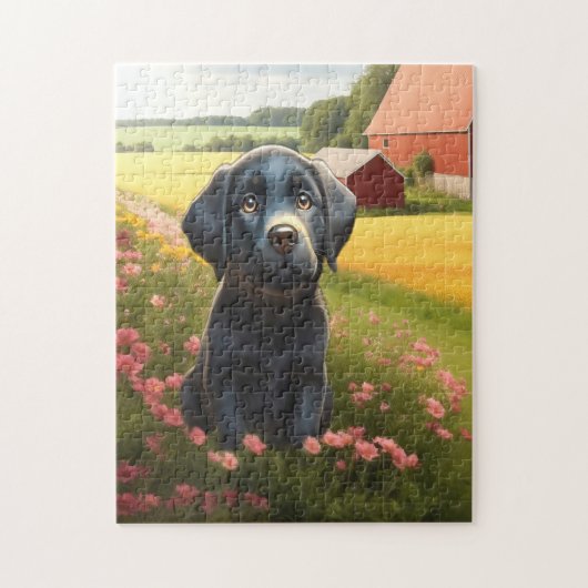 Schwarzer Labrador Retriever Welpe Puzzle (Vertikal)