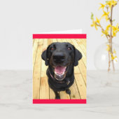 Schwarzer Labrador Retriever Welpenhund Leere Note Karte (Gelbe Blume)