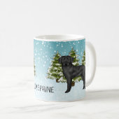 Schwarzer Labrador Retriever Winter Forest Individ Kaffeetasse (VorderseiteRechts)