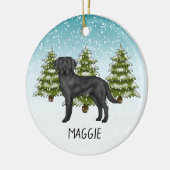 Schwarzer Labrador Retriever Winter Forest Individ Keramik Ornament (Links)