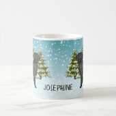 Schwarzer Labrador Retriever Winterwald Benutzerde Kaffeetasse (Mittel)