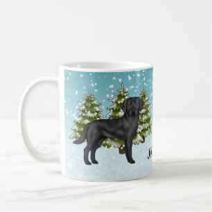 Schwarzer Labrador Retriever Winterwald Benutzerde Kaffeetasse