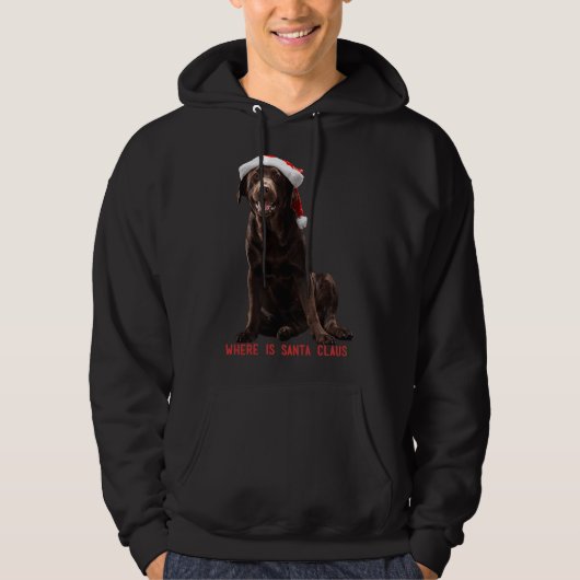 Schwarzer Labrador Retriever zu Weihnachten Hoodie (Vorderseite)