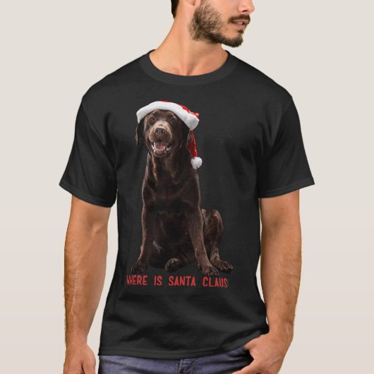 Schwarzer Labrador Retriever zu Weihnachten T-Shirt (Vorderseite)