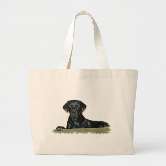 Schwarzer Labrador-riesige Taschen-Tasche Jumbo Stoffbeutel (Vorne)