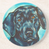 Schwarzer Labrador Sandstein Untersetzer (Vorne)