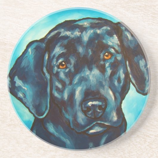 Schwarzer Labrador Sandstein Untersetzer (Vorne)