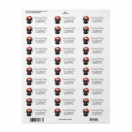 Schwarzer Labrador Santa Dog Rücksendeadresse (Vorne)