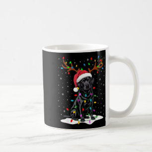 Schwarzer Labrador Santa Hut Rentier Baum Lichter Kaffeetasse