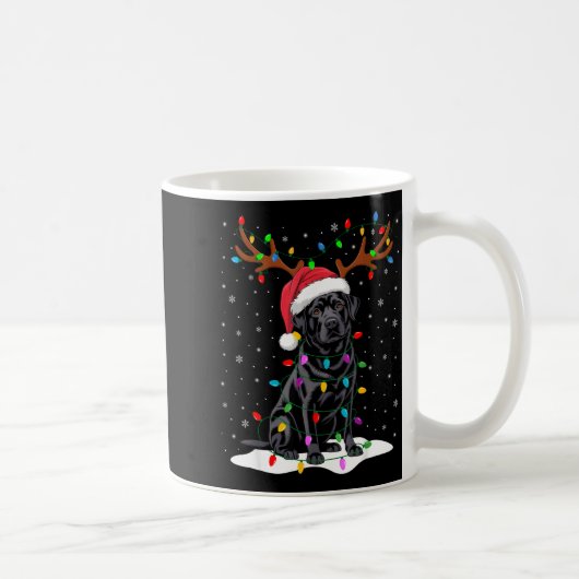 Schwarzer Labrador Santa Hut Rentier Baum Lichter Kaffeetasse (Rechts)