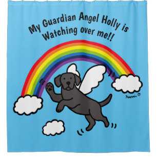 Schwarzer Labrador-Schutzengel (Regenbogen-Brücke Duschvorhang
