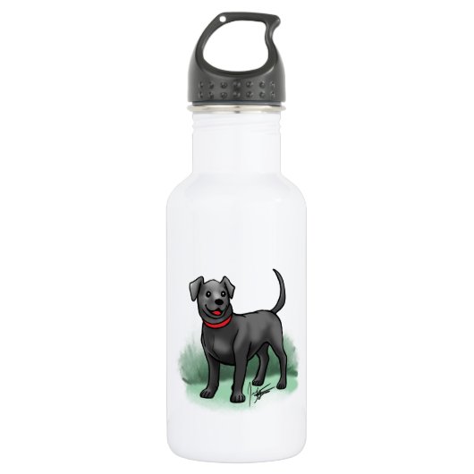 Schwarzer Labrador Trinkflasche (Vorderseite)