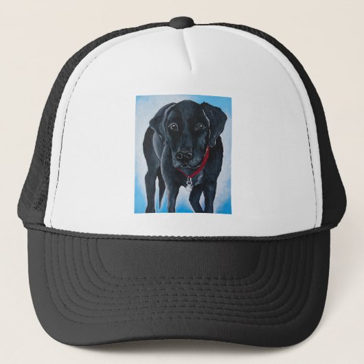 Schwarzer Labrador Truckerkappe (Vorderseite)