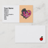 Schwarzer Labrador- u. Lehrerherz-Cartoon Visitenkarte (Vorne/Hinten)