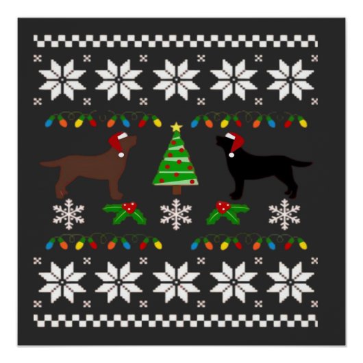 Schwarzer Labrador und Chocolate Labrador Frohe We Poster (Vorderseite)