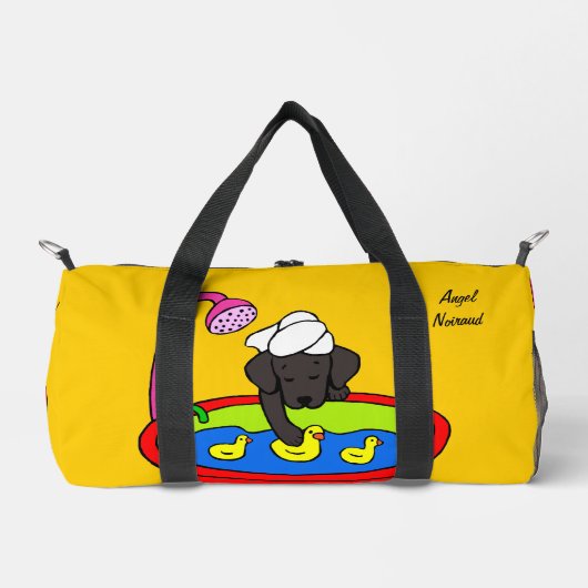 Schwarzer Labrador und Gummienten Duffle Bag (Vorderseite)