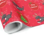 Schwarzer Labrador- und Sankt-WeihnachtsCartoon Geschenkpapier (Rolleneckpunkt)
