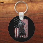 Schwarzer Labrador-Vater-Mutter-Amerika 4. Juli Schlüsselanhänger (Vorderseite)