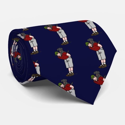 Schwarzer Labrador-Vati Krawatte (Gerollt)