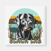 Schwarzer Labrador Vintager Text Magnet (Vorne)