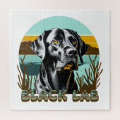 Schwarzer Labrador Vintager Text Puzzle (Vertikal)