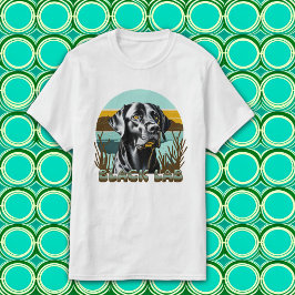 Schwarzer Labrador Vintager Text T-Shirt
