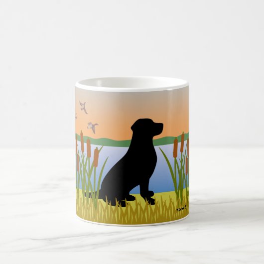 Schwarzer Labrador-Vogelschwarm Kaffeetasse (Mittel)