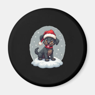 Schwarzer Labrador Weihnachten Santa Hut Xmas Pyja Magnet