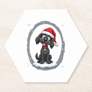 Schwarzer Labrador Weihnachten Santa Hut Xmas Pyja Untersetzer