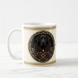Schwarzer Labrador Weihnachts Hund personalisiert Kaffeetasse