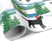 Schwarzer Labrador Weihnachtsansicht Geschenkpapier (Rolleneckpunkt)