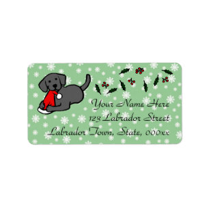Schwarzer Labrador-WeihnachtsCartoon Adressaufkleber