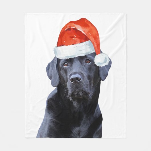 Schwarzer Labrador Weihnachtshund Fleecedecke (Vorderseite)
