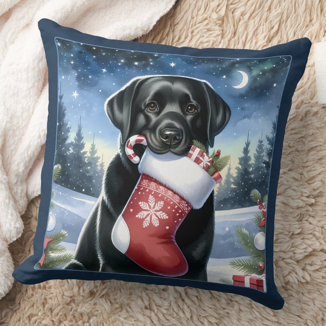 Schwarzer Labrador Weihnachtshund Kissen (Von Creator hochgeladen)