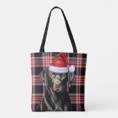Schwarzer Labrador Weihnachtshund Saisonaler Karo Tasche (Rückseite)