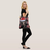 Schwarzer Labrador Weihnachtshund Saisonaler Karo Tasche (Am Model)