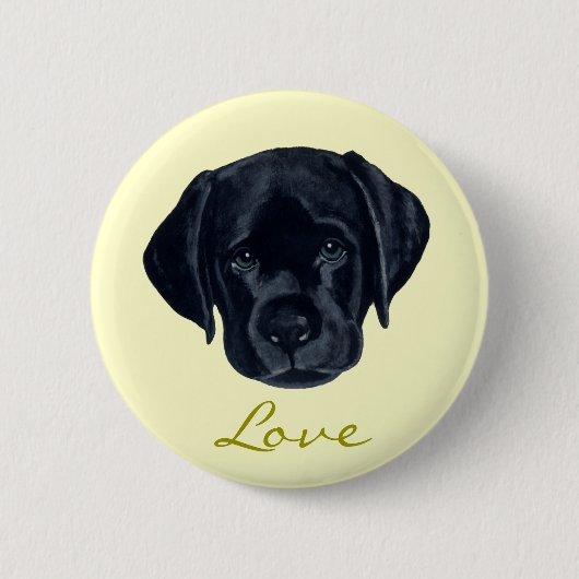 Schwarzer Labrador-Welpe Button (Vorderseite)