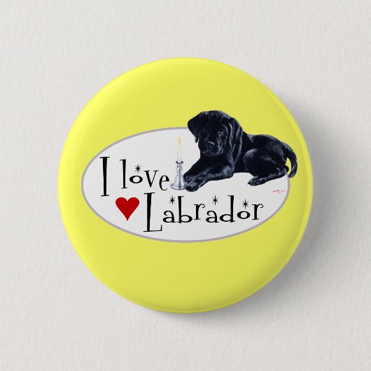 Schwarzer Labrador-Welpe Button (Vorderseite)