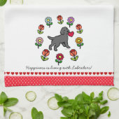 Schwarzer Labrador-Welpe und rotes Herz Handtuch (Gefaltet)